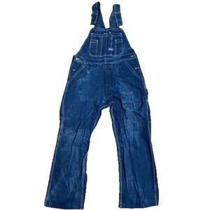 Vintage Big Smith Workwear Chore Denim Bib Overalls Medium Wash USA 34x30‎
